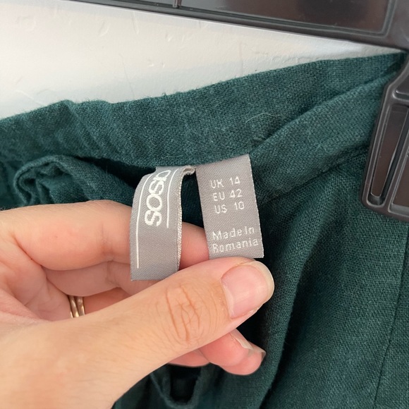 Asos midi Linen/Viscose forest green wrap skirt - Picture 6 of 7